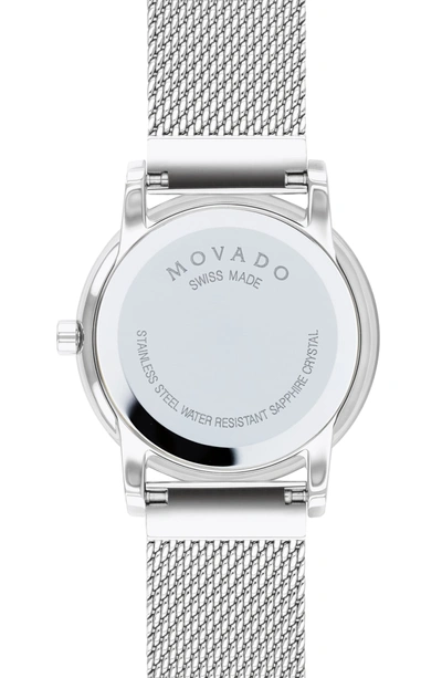 Shop Movado Museum Classic Diamond Bracelet Watch, 28mm In Silver/ White Mop/ Silver