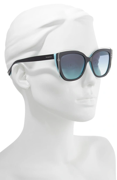 Shop Tiffany & Co 54mm Gradient Cat Eye Sunglasses In Black/ Blue Gradient