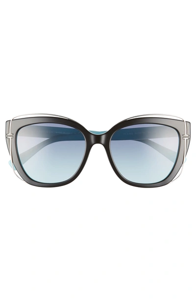 Shop Tiffany & Co 54mm Gradient Cat Eye Sunglasses In Black/ Blue Gradient