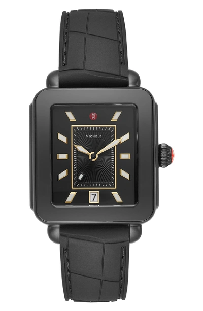 Shop Michele Deco Sport Watch Head & Silicone Strap Watch, 34mm X 36mm In Black
