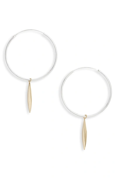 Shop Argento Vivo Linear Drop Hoop Earrings In Gold/ Silver
