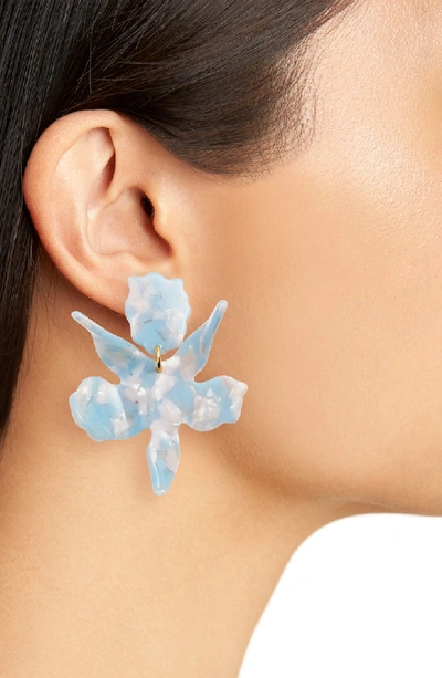 Shop Lele Sadoughi Small Paper Lily Drop Earrings In Sky Blue