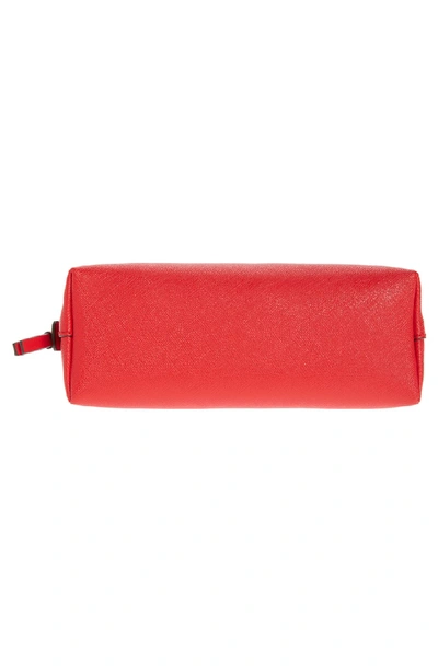 Shop Tory Burch Robinson Small Leather Cosmetic Bag In Brilliant Red