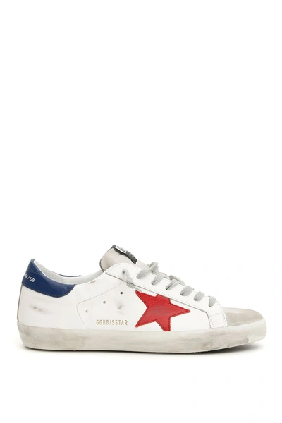 Shop Golden Goose Superstar Sneakers In White Blue Red|bianco