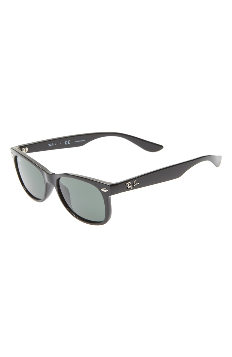 Ray Ban Junior 47Mm Wayfarer Sunglasses Black/ Green Solid ModeSens