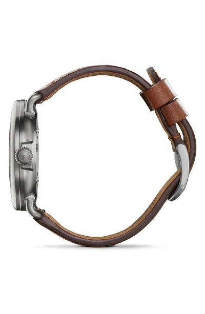 Shop Shinola 'the Runwell' Leather Strap Watch, 41mm In Dark Cognac/ Gunmetal/ Grey