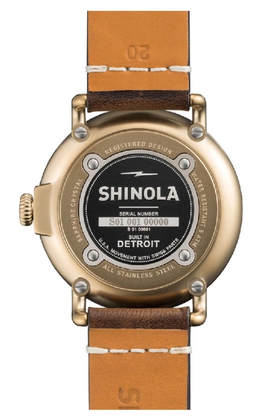 Shop Shinola 'the Runwell' Leather Strap Watch, 41mm In Dark Cognac/ Gunmetal/ Grey