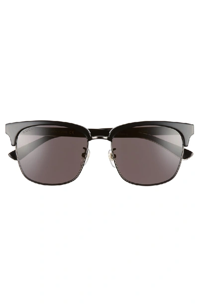 Shop Gucci 56mm Sunglasses - Black/ Ruthenium