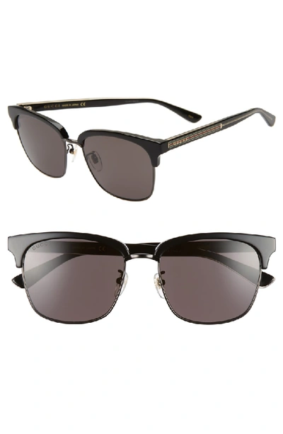 Shop Gucci 56mm Sunglasses - Black/ Ruthenium