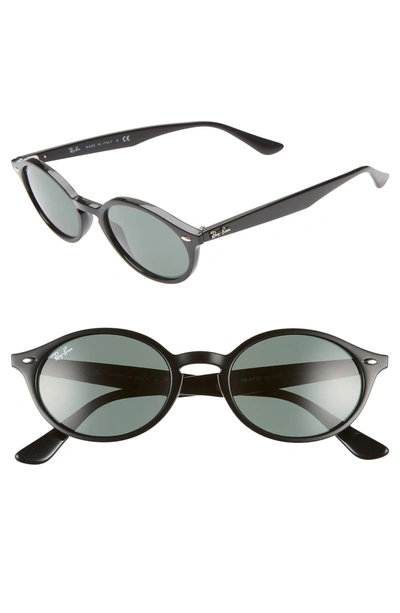 Shop Ray Ban 51mm Oval Sunglasses In Black/ Green Solid