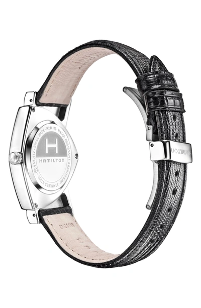 Shop Hamilton Ventura Leather Strap Watch, 32mm X 50mm In Black/ Silver