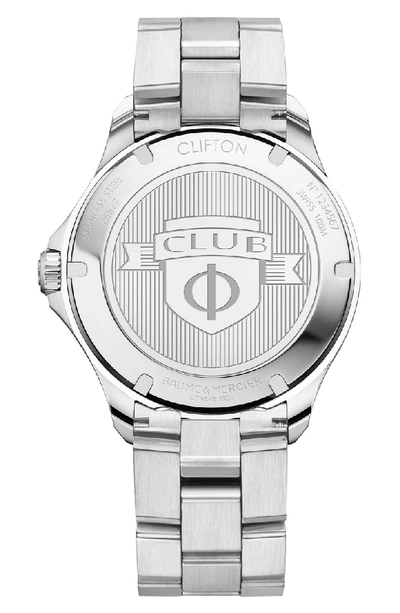Shop Baume & Mercier Clifton Automatic Bracelet Watch, 42mm In Blue/ Silver