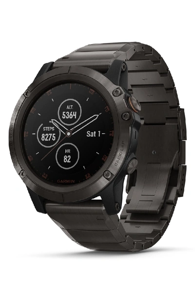 Shop Garmin Fenix 5x Plus Sapphire Premium Multisport Gps Watch, 51mm In Carbon Gray