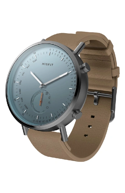 Shop Misfit Command Hybrid Silicone Strap Smart Watch, 44mm In Brown/ Blue/ Gunmetal