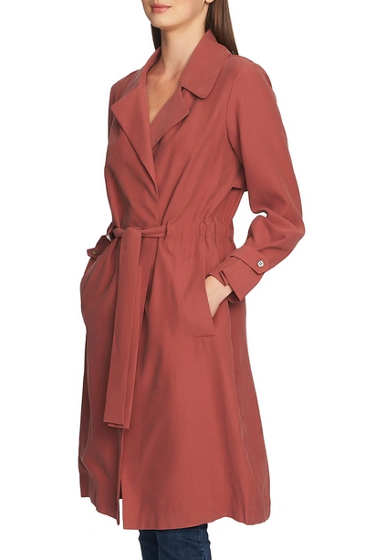 Shop 1.state Soft Twill Belted Trench Coat In Terra Earth