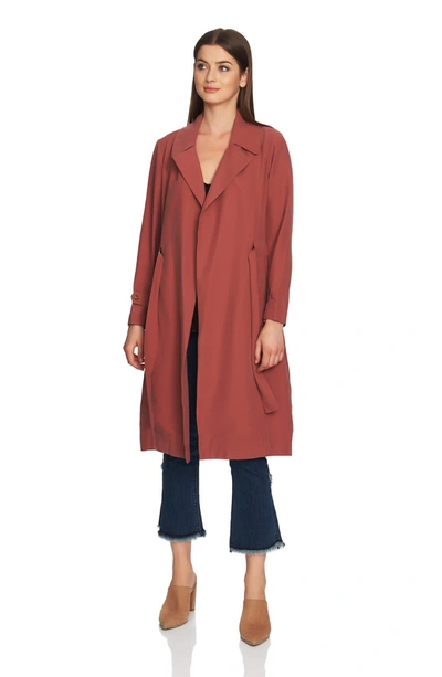 Shop 1.state Soft Twill Belted Trench Coat In Terra Earth