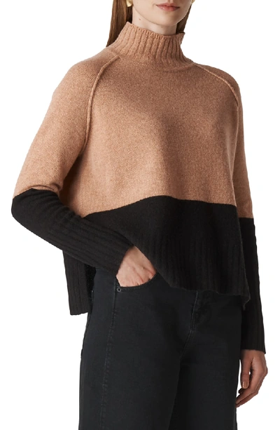 Shop Whistles Colorblock Merino Wool Sweater In Black