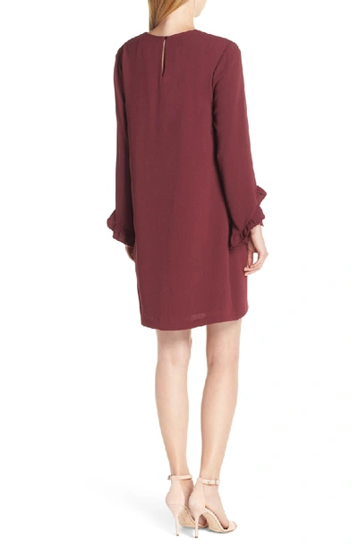 Shop Charles Henry Tulip Sleeve Shift In Bordeux