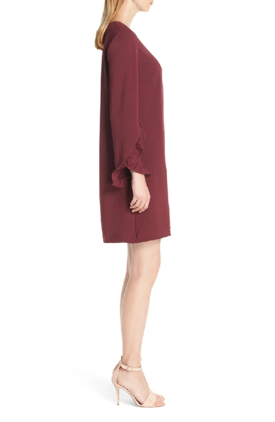 Shop Charles Henry Tulip Sleeve Shift In Bordeux