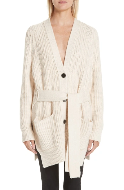 Shop Proenza Schouler Tie Waist Cardigan In 00101 Off White