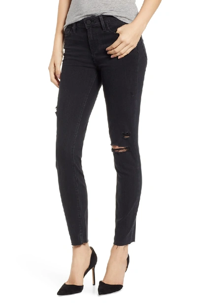 Shop Paige Transcend - Verdugo Ankle Skinny Jeans In Faded Noir Destructed