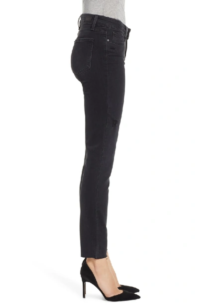 Shop Paige Transcend - Verdugo Ankle Skinny Jeans In Faded Noir Destructed