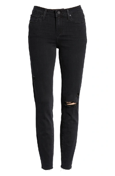 Shop Paige Transcend - Verdugo Ankle Skinny Jeans In Faded Noir Destructed