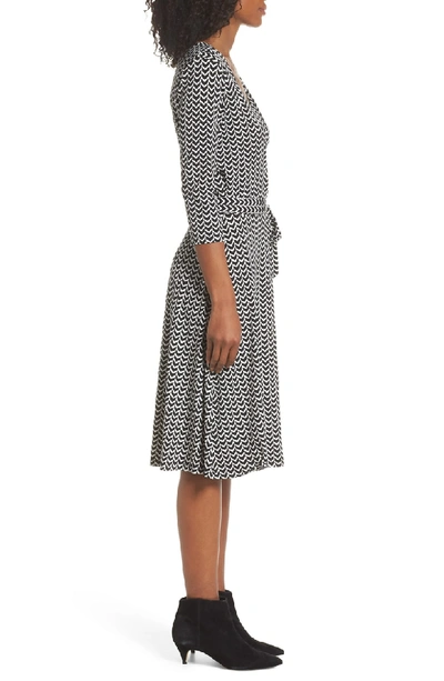 Shop Leota Print Jersey Faux Wrap Dress In Herringbone-black