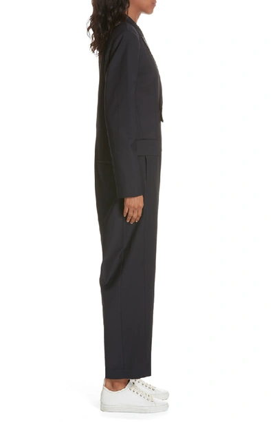 Shop Tibi Plain Weave Blazer Jumpsuit In Dark Navy