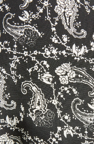 Shop Saint Laurent Bandana Print Tie Waist Silk Dress In Noir Craie