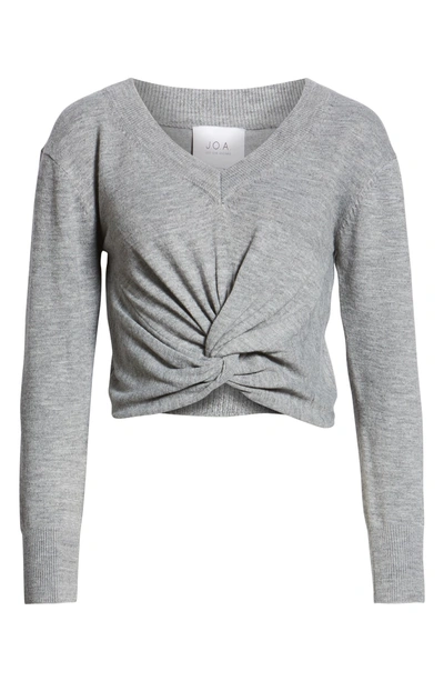 Shop Joa Twist Front Knit Top In Grey