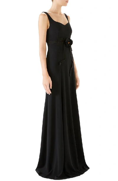 Shop Gucci Bow Embellished A-line Gown In 1000 Black