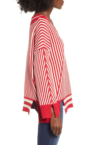 Shop Moon River Diagonal Stripe Slouch Sweater In Red Stripe