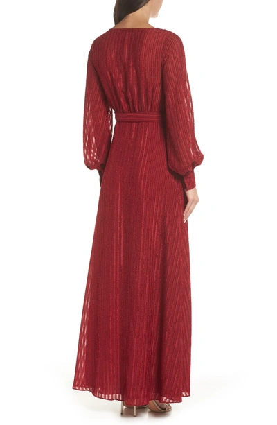 Shop Fame And Partners The Rachel Wrap Gown In Burgundy