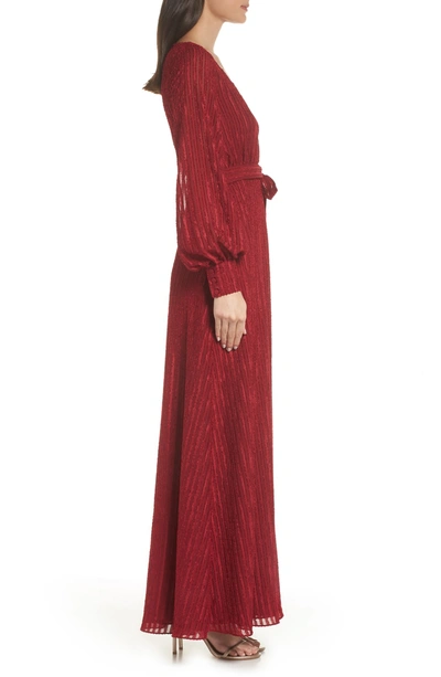Shop Fame And Partners The Rachel Wrap Gown In Burgundy