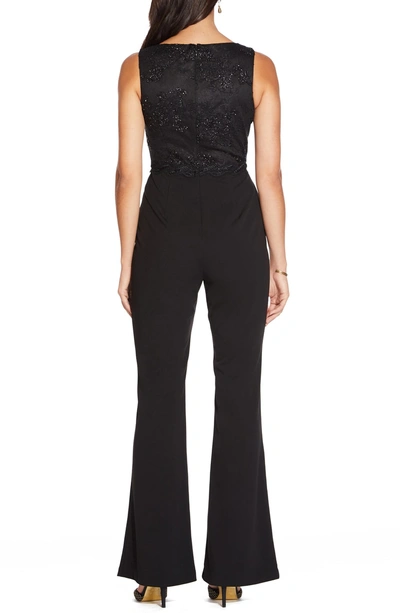 Shop Adrianna Papell Lace Bodice Bell Bottom Jumpsuit In Black