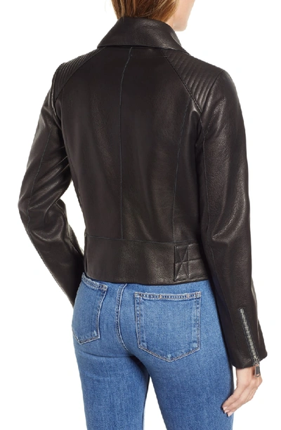 Shop Andrew Marc Naked Pebble Leather Moto Jacket In Black