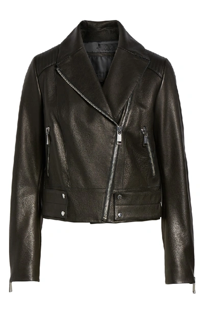 Shop Andrew Marc Naked Pebble Leather Moto Jacket In Black