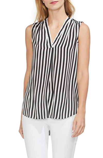 Shop Vince Camuto Stripe Sleeveless Blouse In Rich Black