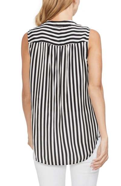 Shop Vince Camuto Stripe Sleeveless Blouse In Rich Black