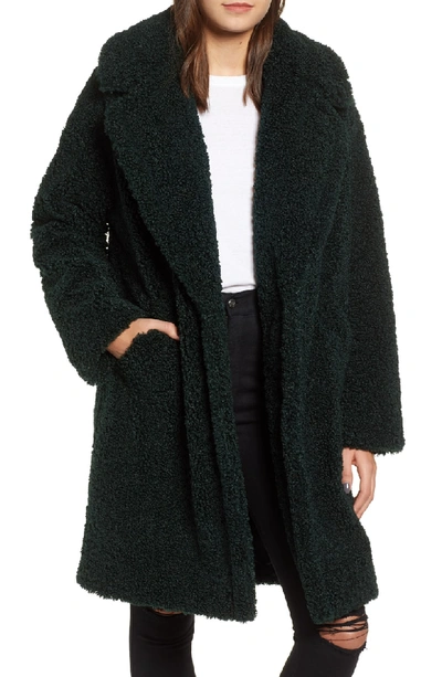 Shop Kendall + Kylie Faux Fur Teddy Coat In Jade