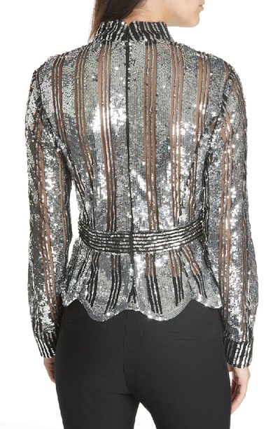 Shop Derek Lam 10 Crosby Mock Neck Sequin Top In Black