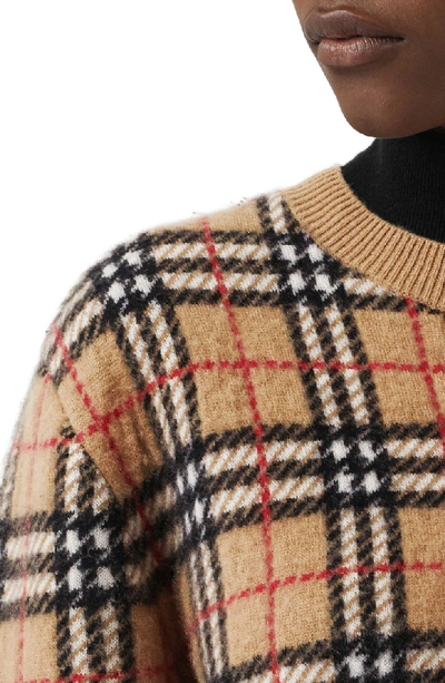 Shop Burberry Banbury Check Cashmere Sweater In Camel