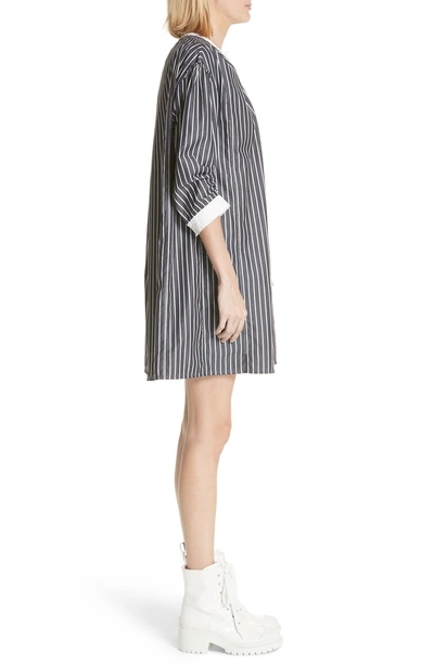 Shop Marc Jacobs Vertical Stripe Drop Shoulder Dress In Black/ White