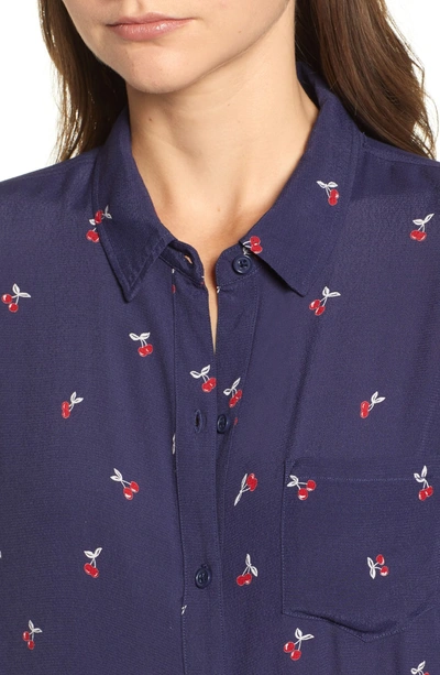 Shop Rails Kate Print Shirt In Navy Cherries