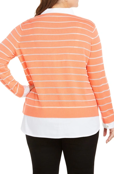 Shop Foxcroft Dana Mix Media Stripe Sweater In Cloud Coral