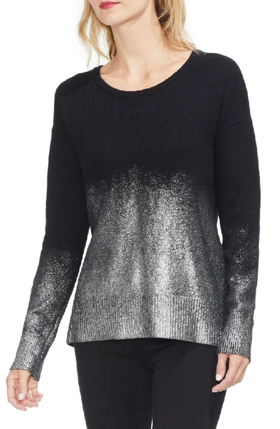 Shop Vince Camuto Long Sleeve Foiled Ombre Sweater In Rich Black