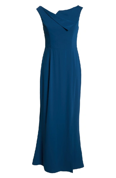 Shop Harlyn Foldover Gown In Teal Green