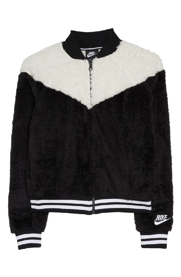 women's nike sportswear sherpa wolf bomber jacket