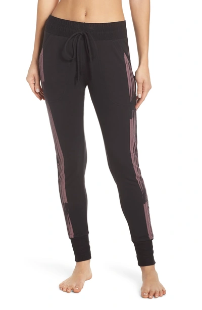 Shop Free People Fp Movement Sunny Skinny Sweat Jogger Pants In Black/ Pink